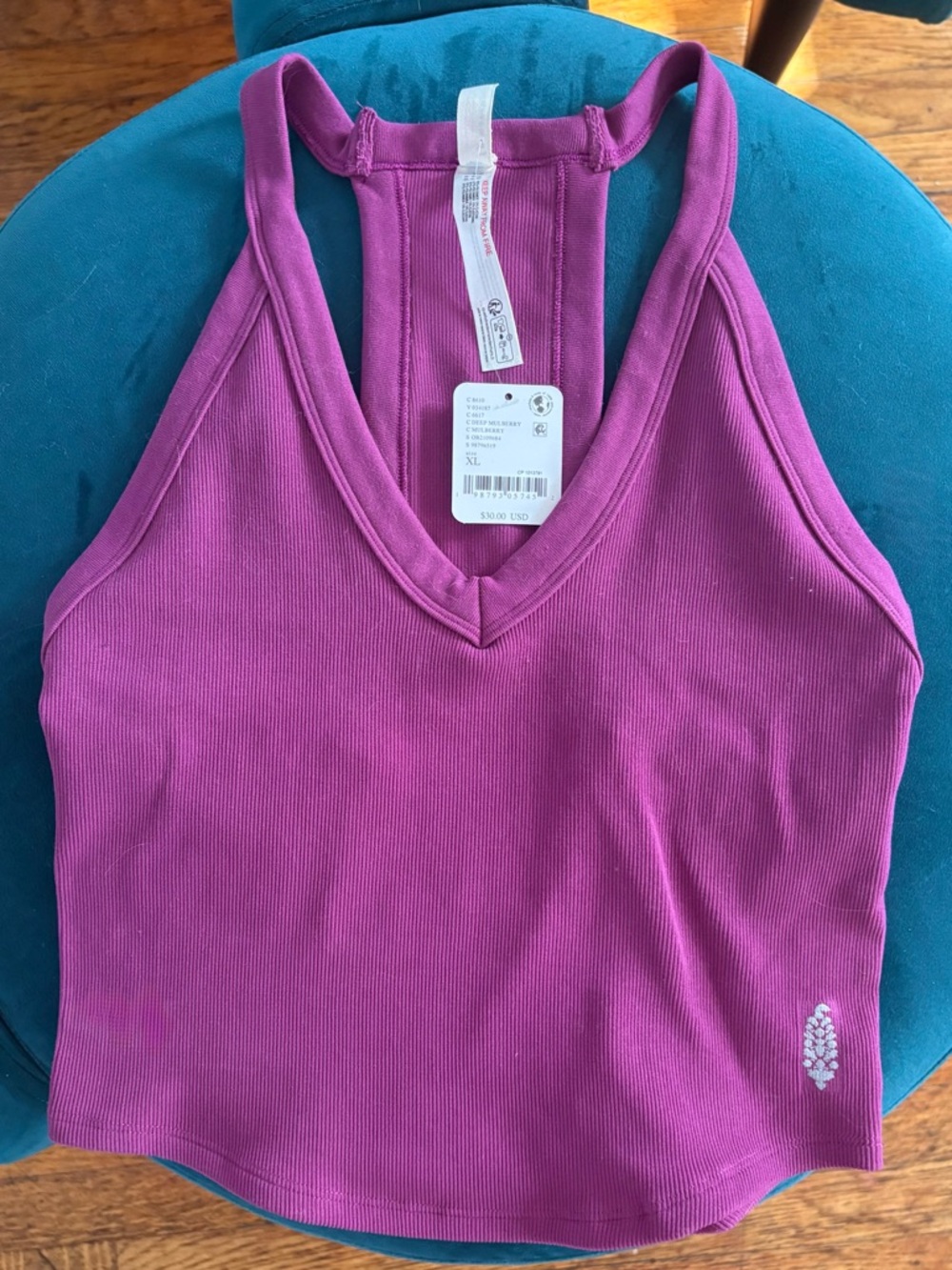 Free People FP Movement All Clear V-Neck Cami Deep Mulberry Racerback Bra NWT - Picture 3 of 5